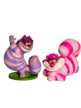 Disney Cheshire Cat Figure Alice In Wonderland Bullyland 2 Pc Pink Purple Stripe